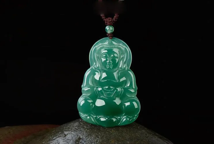 

Jasper statue of Natural jade pendant Guanyin male green jade brand pendant burma a goods certificate