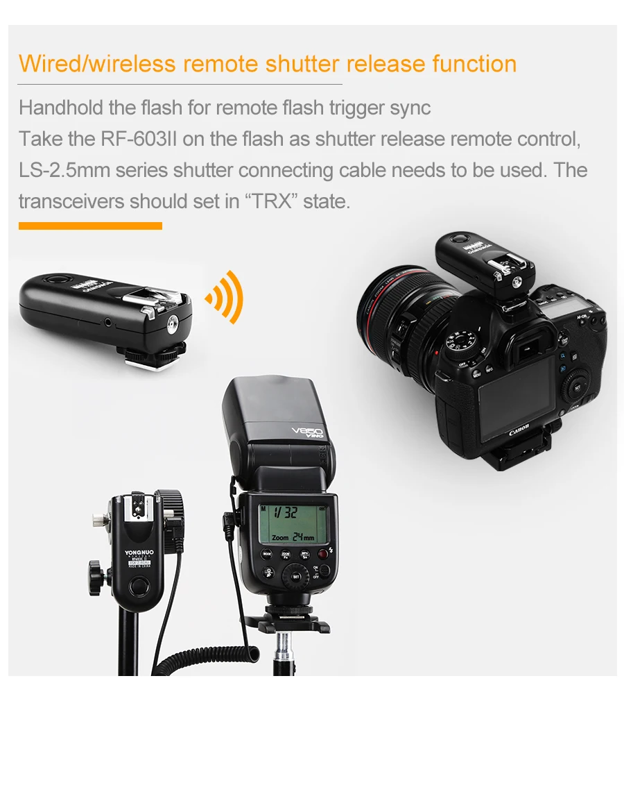 1 шт. YONGNUO RF-603 II вспышка триггер Один трансивер набор спуска затвора для Canon RF-603 II