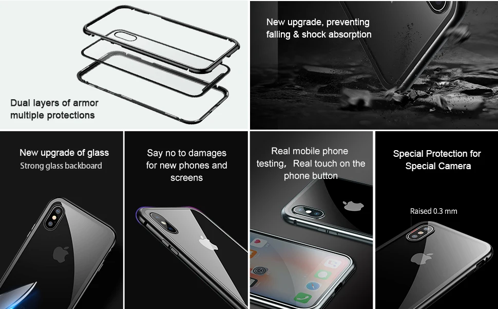 Baseus Магнитный адсорбционный чехол для телефона для iPhone XS Max Xr Coque роскошное закаленное стекло с магнитом задняя крышка для iPhone Xsmax Coque