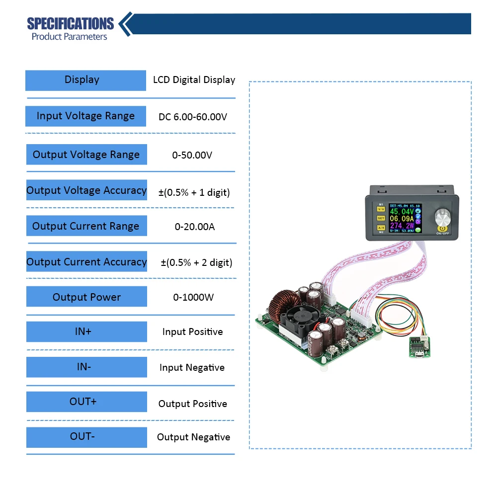 Цифровой Программируемый Регулируемый Модуль питания постоянного тока с ЖК