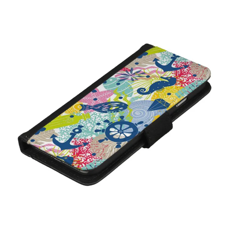 Кожаный чехол книжка с рисунком рыбы для iPhone X/6/7/8/6 plus/7 plus/8 plus Прямая