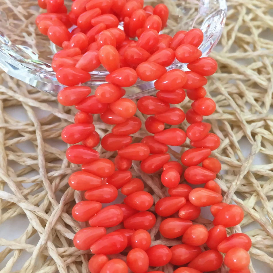 Reddish orange coral 5*10mm horizontal hole rice barrel shape free shipping wholesale price women diy loose beads 15inch B659 | Украшения и