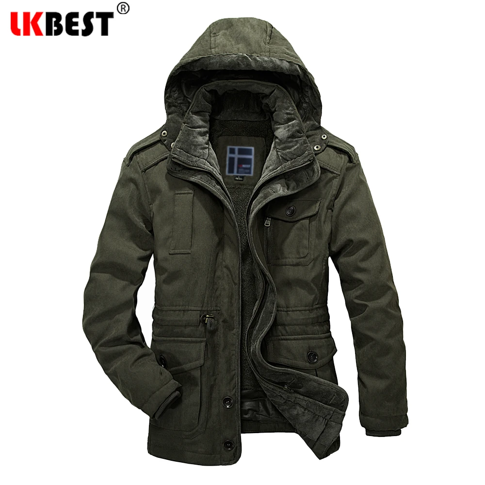 LKBEST, большие размеры, L-4XL, утепленные мужские парки, 2 шт., высокое качество, хлопок, зимнее пальто, мужская верхняя одежда с капюшоном, ветрозащитная мужская куртка