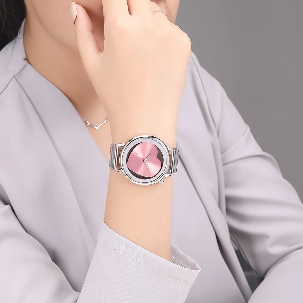 

Creative Hollow Women Quartz Watches Analog Black Stainless Steel Mesh Band Brand Designer Wristwatch Fashion Dress Relogios