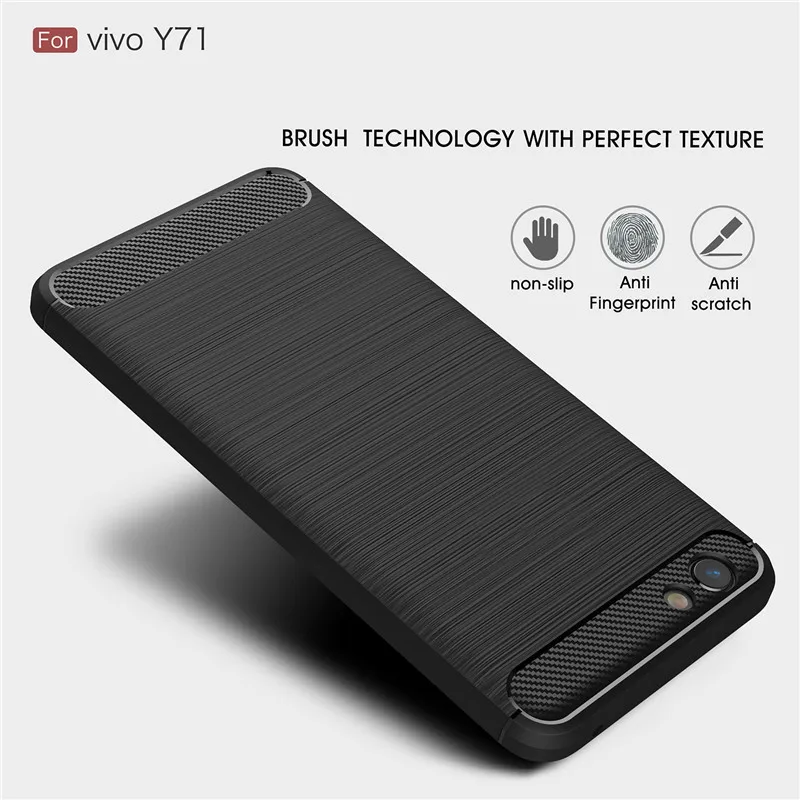 ДЛЯ vivo Y71 Случаи Обложка углеродного волокна Текстура щеткой мягкой силиконовой