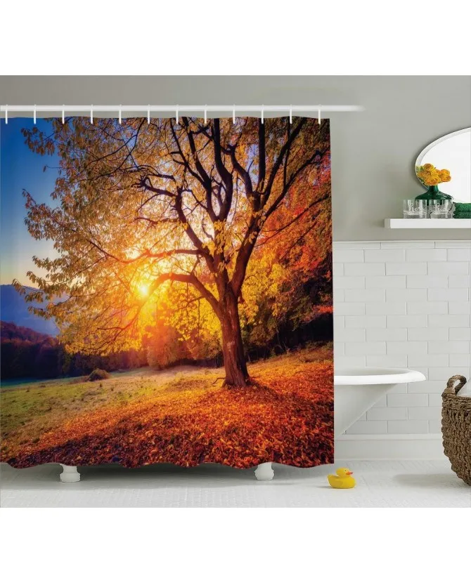 Осенний Декор занавески для душа осенние листья деревьев печать ванной