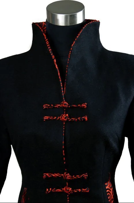 Черная зимняя длинная кашемировая куртка в китайском стиле Размеры S M L XL XXL XXXL 4XL