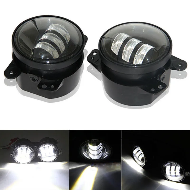 2 шт./пара 30 Вт led 4 дюймов белый круглый Противотуманные фары объектив проектора 4 ''туман лампа для бездорожья Jeep Wrangler Dodge Chrysler