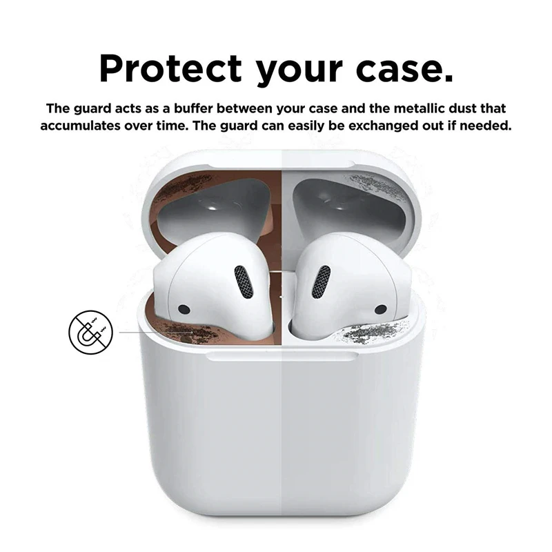 Металлическая Пылезащитная наклейка для Air pods 2 Чехол для наушников для AirPods защитная наклейка защита кожи для Apple Airpods аксессуары