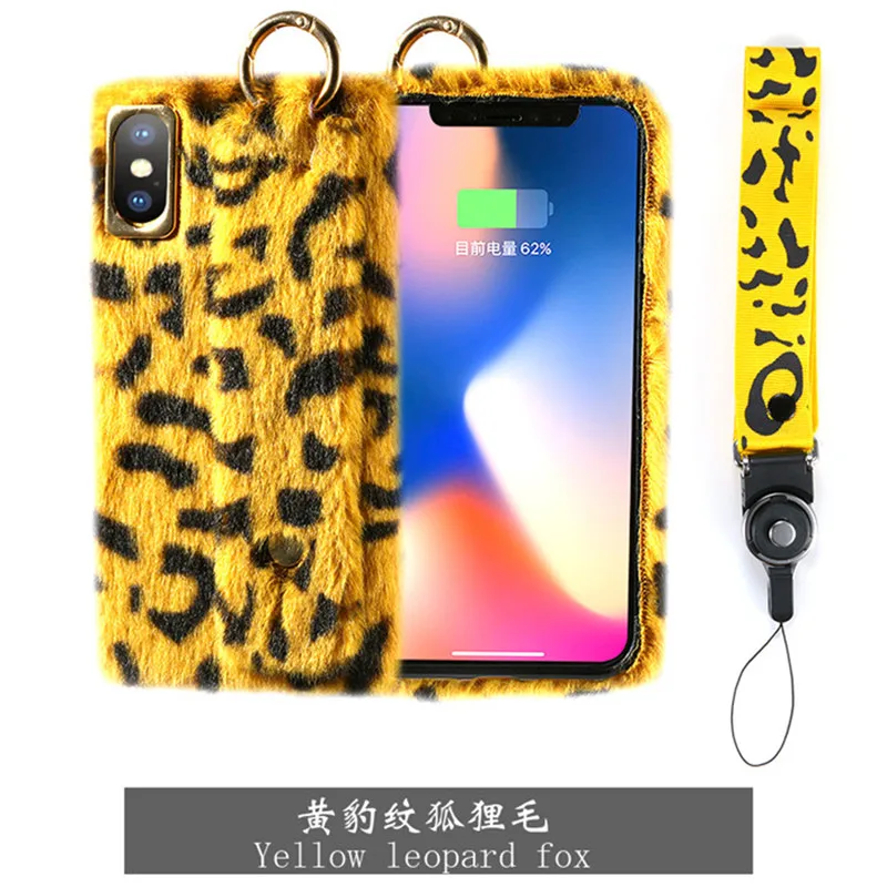 XS Max чехол для iPhone X XR сексуальный леопардовый принт широкополосный меховой