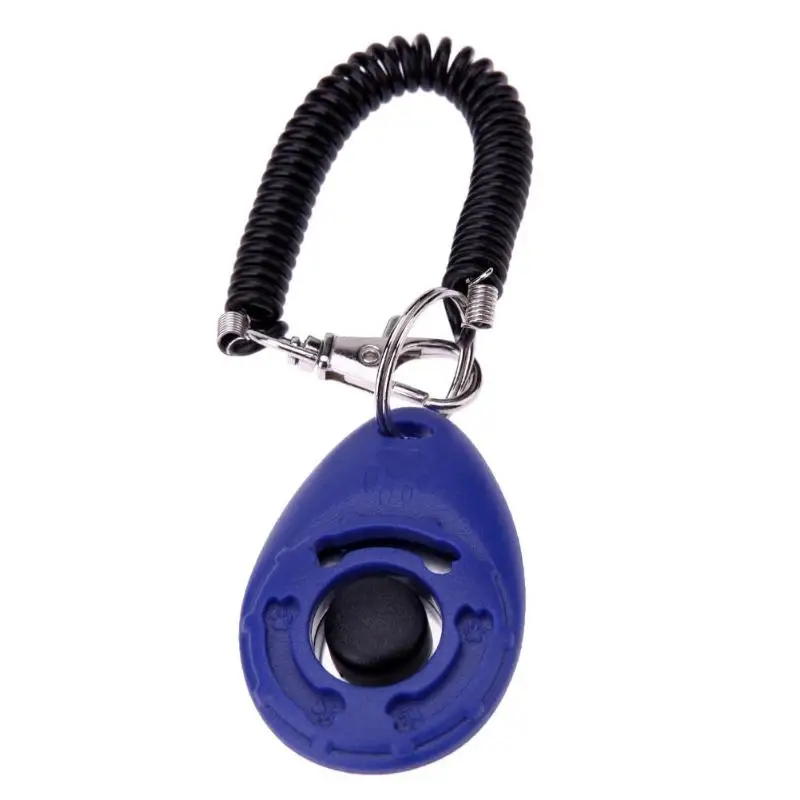 1 шт. дрессировка для собак, удерживающий лай кликер для собак, регулируемый звуковой брелок для ключей, ремешок на запястье для щенков, собак, кошек, домашних животных, тренировка клика для домашних животных - Цвет: Синий