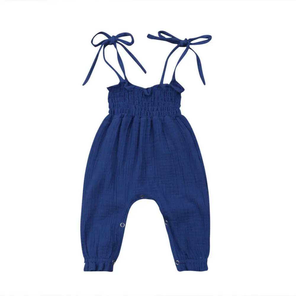 0-24M Newborn Toddler Baby Girl Strap Pants Solid Romper Overalls Outfits Sunsuit | Мать и ребенок