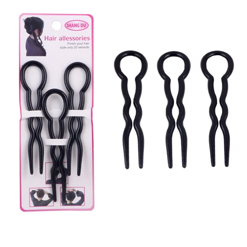 Black Brown Plastic Hair Clips U Shape Design Fork Convenient Hairpins Easy to Use Headwear For Women Styling Tool |