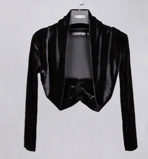 long sleeve black Весна осень женский маленький велюровый короткий кардиган болеро с длинным рукавом вязаный жакет женский однотонный тонкий кардиган W004 - Цвет: long sleeve black