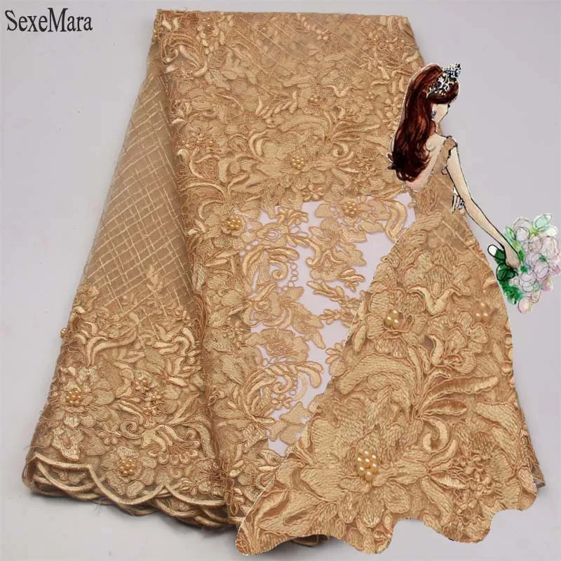 SexeMara2017High Quality Nigerian Lace Fabrics With Stones African French Net Fabric Embroidered Tulle Mesh | Дом и сад