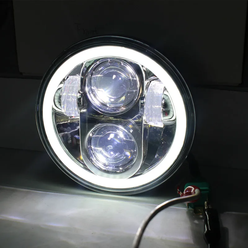 5 75 &quotмотоцикл H4 Hi Lo Beam 3/4&quot светодиодный фонарь с ангельскими глазками Halo Кольцо