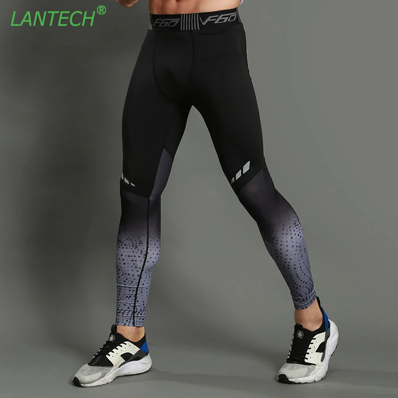Мужские компрессионные штаны LANTECH эластичные дышащие длинные для фитнеса