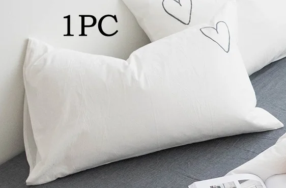white 1pc Скандинавские просто Промытые хлопковые наволочки белая вышивка Любовь спальня декоративная наволочка 48x74 см не выцветает наволочка - Цвет: white 1pc