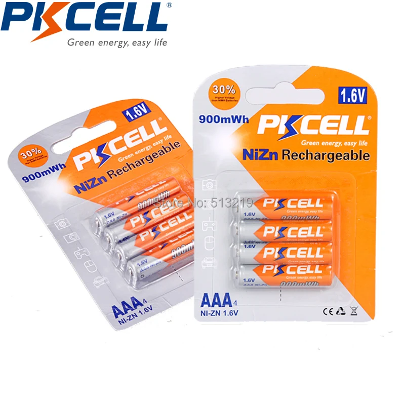 8 шт./2 карты PKCELL1.6v AAA 900mwh NI ZN аккумуляторная батарея 3A батареи aaa nizn batteria для