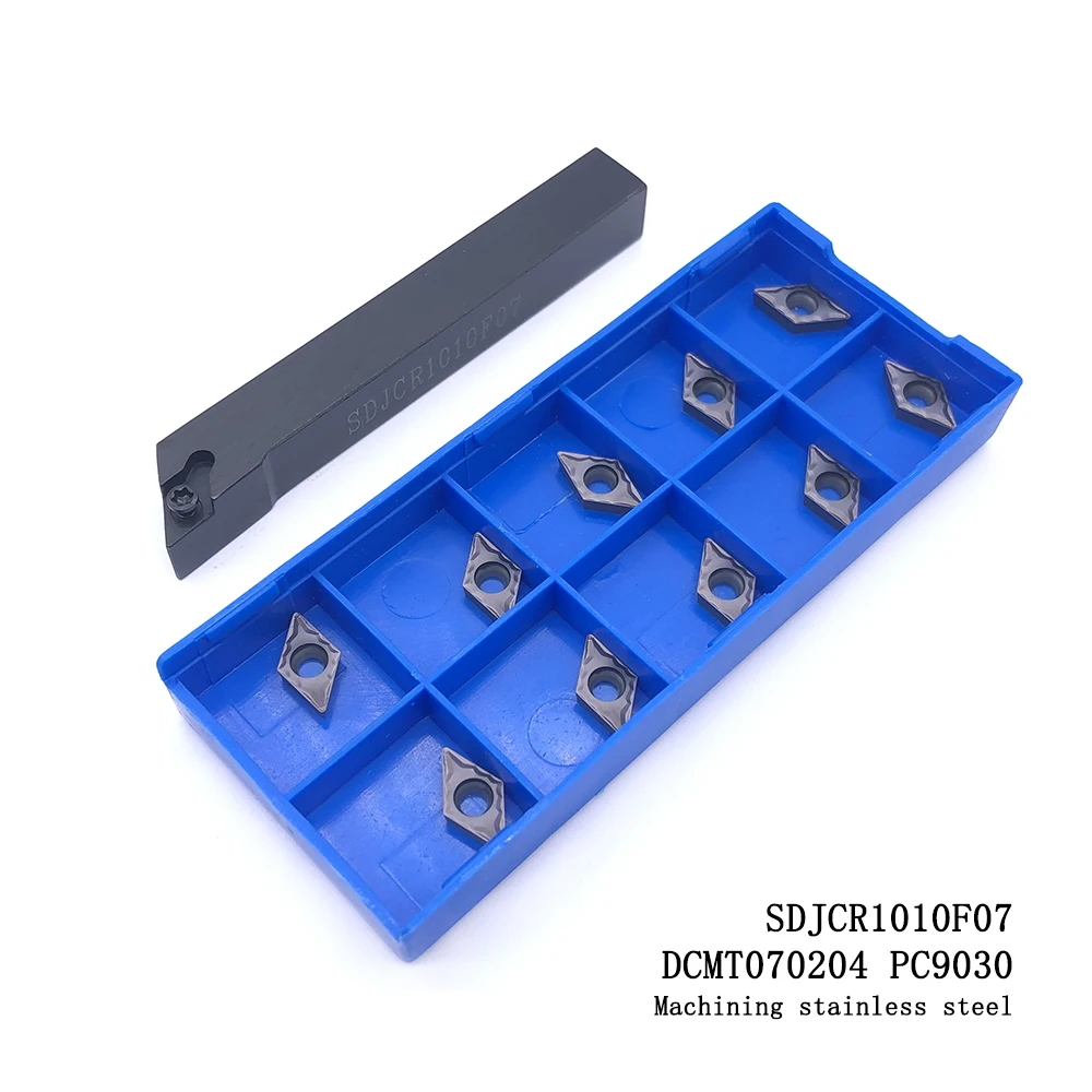 10 шт. высокое качество cnc лезвие DCMT070204 HMP NC3020 или PC9030 карбидные вставки+ 1 шт. SDJCR1010F07 резец для внутренней обточки держатель набор