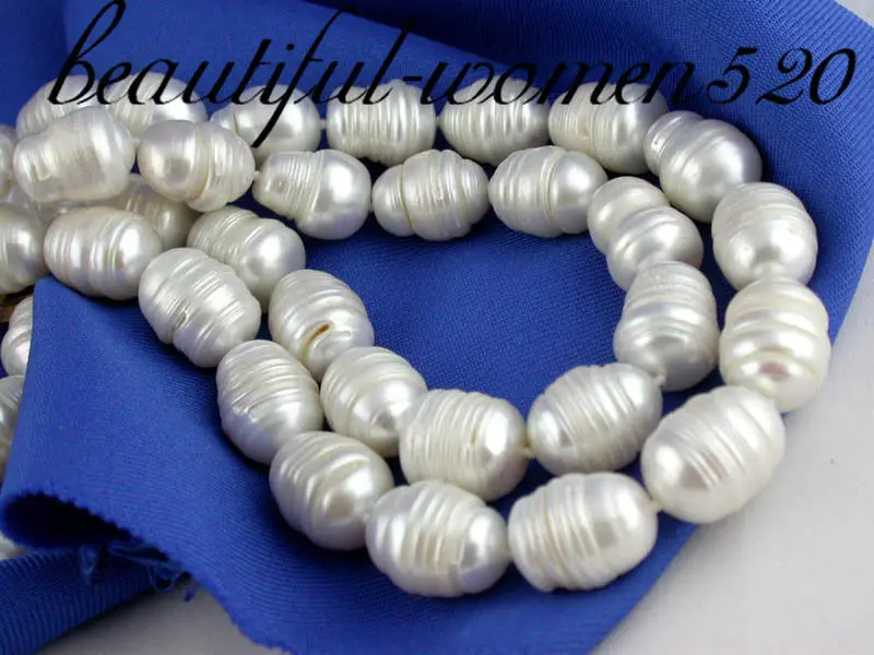 

Z1510 2strands 16mm rice white fw pearl necklace