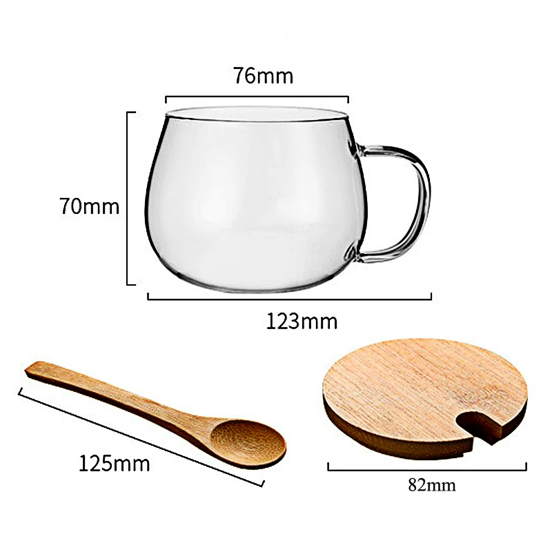 Стакан для завтрака с деревянной ручкой и ложкой 250 мл | Дом сад