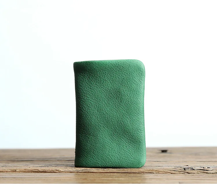 green Портативный держатель для карт, маленький держатель для карт из натуральной кожи, тонкий кошелек для карт, дорожный Кошелек для монет, мягкий Ретро кошелек - Цвет: green