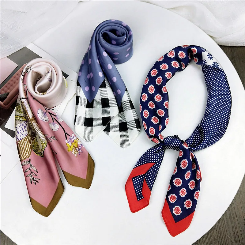 Женская шёлковая бандана в горошек с принтом клетку 70 Х70 см|fashion scarf|scarf fashionfashion