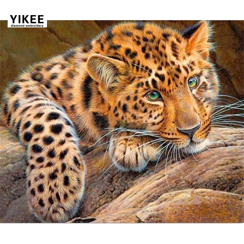 YIKEE b026 3D вышивка крестиком алмазная Вышивка Животных живопись леопардом | Дом и