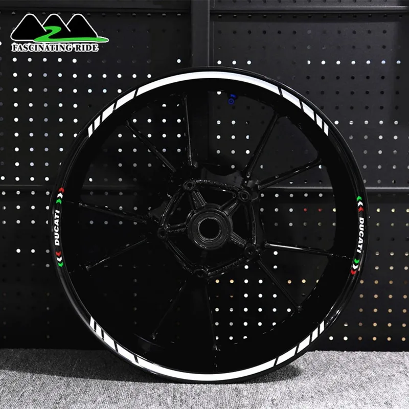 White 02 Применимый для поездок на мотоцикле Ducati 696/821/848/899/1199/1299 в байкерском стиле из водонепроницаемого материала Светоотражающие стикеры установка персонализированные 17 дюймовые колеса - Цвет: White 02