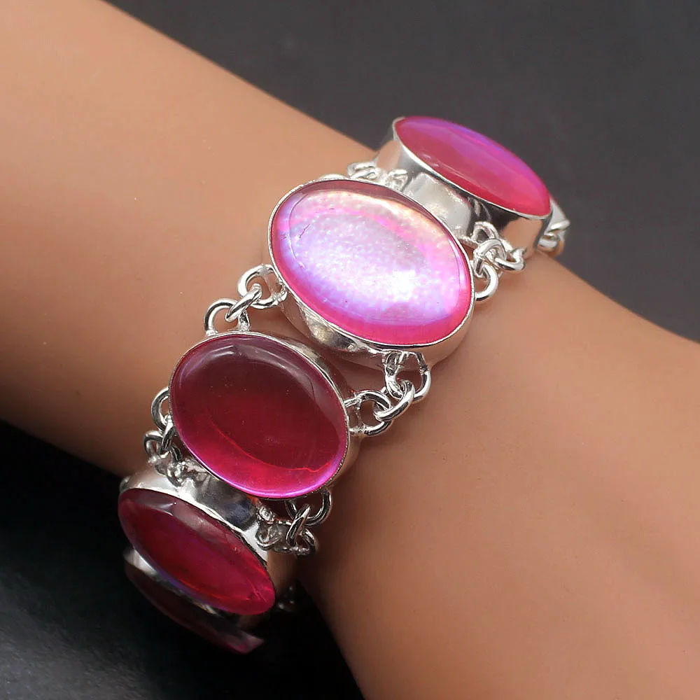 Beautiful Charm Fashion Colorful Topaz925 Sterling Silver Women Links Chain Bracelet 7.5 Inch H137 | Украшения и аксессуары