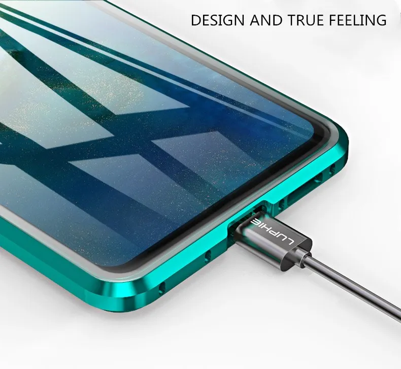 Магнитный чехол LUPHIE 360 градусов для Huawei Mate 20 передний стеклянный Pro магнитные