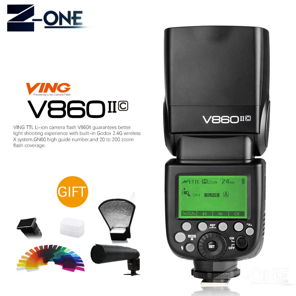 Белый Godox Ving V860II V860II-C/N/S/F/O E-TTL HSS 1/8000 Speedlite вспышка для Canon Nikon sony DSLR камера без VB-18 батареи - Цвет: Белый