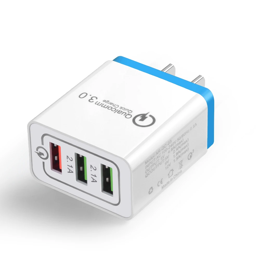 US Charger 3 порта Быстрая зарядка 3,0 USB зарядное устройство адаптер питания для iPhone iPad samsung Xiaomi LG htc мобильных телефонов QC3.0 быстрое зарядное устройство для путешествий - Тип штекера: US Charger