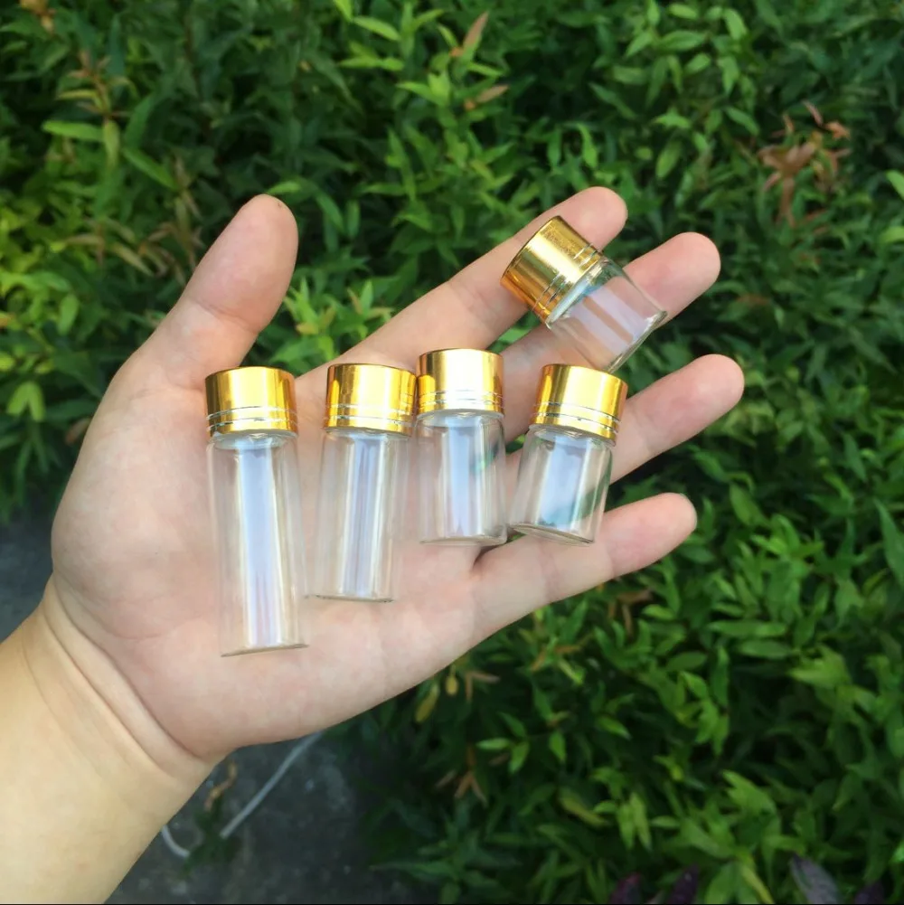 Jars Glass Bottles with Aluminium Gold Screw Caps Empty 5ml 6ml 7ml 10ml 14ml Crafts 100pcs Free Shipping | Дом и сад