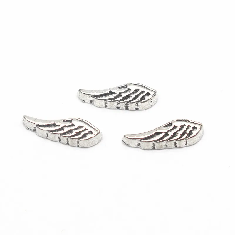 

Новейшие 10 шт./лот Серебристые крылья животные перья плавающие амулеты сплав амулеты живое стекло память ювелирные поделки медальоны