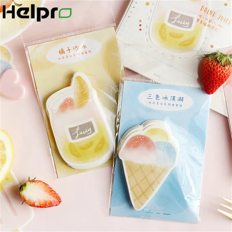 Helpro 50 листов/набор крутая Летняя серия Липкие заметки Kawaii мультфильм блокнот для