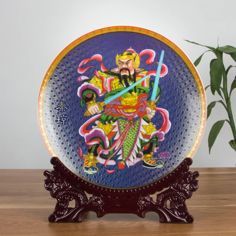 

Chinese Style Ancient qing qiong Jingdezhen Decoration Porcelain Plate Wooden Base Set Wedding Gift