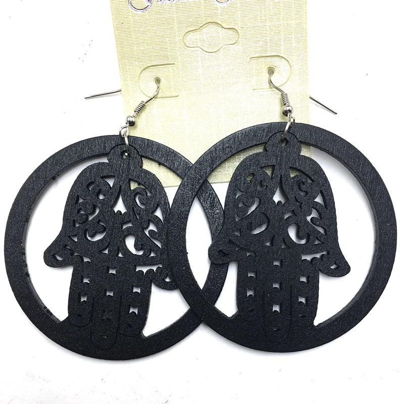 Бесплатная доставка! Деревянные серьги в виде ручки hamsa|wooden earrings|hamsa hand earringsearring