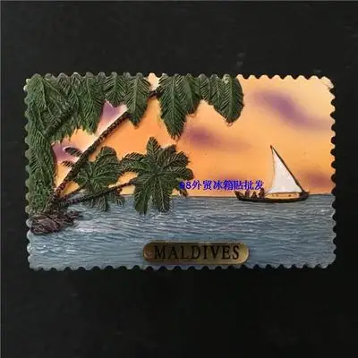 Maldives туристический Мемориальный холодильник магнит кокосовые пальмы парусный спорт 3D фигурки из полимерной смолы с магнитами Путешествия Сувенир кухня украшение дома