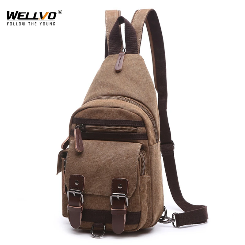 

Chest Bag Men Casual Canvas Messenger Bags Men's Vintage Crossbody Bag Male Multifunction Small Travel Bag Back Pack XA158WC