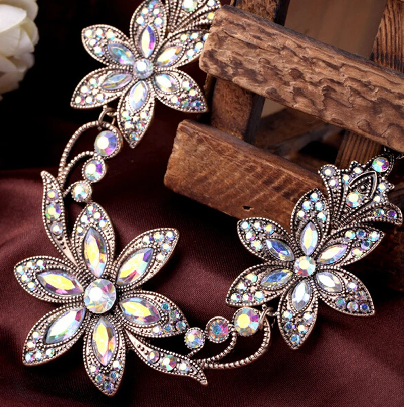 Модные украшения со стразами и кристаллами ожерелья подвески в виде цветов