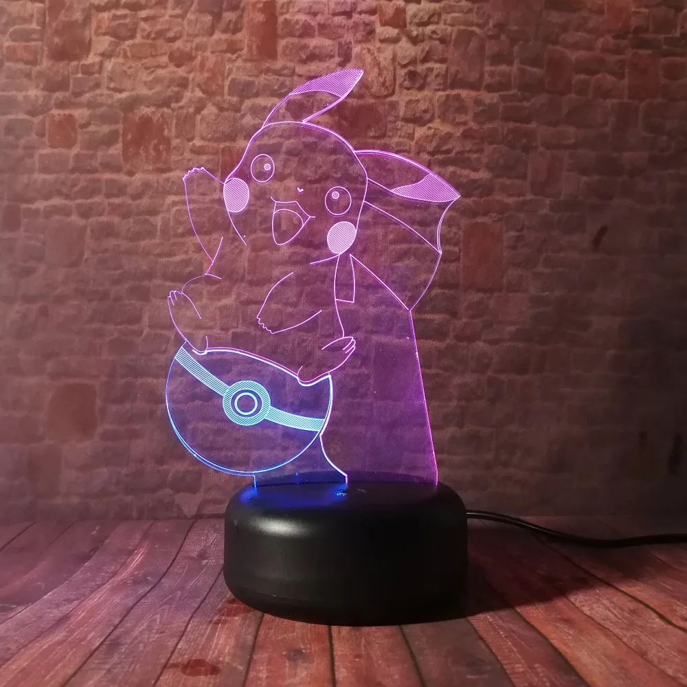 Amroe 3D Pokemon Action Pikachu Pocket Monsters двойной микс 7 цветов светодиодный Ночной светильник