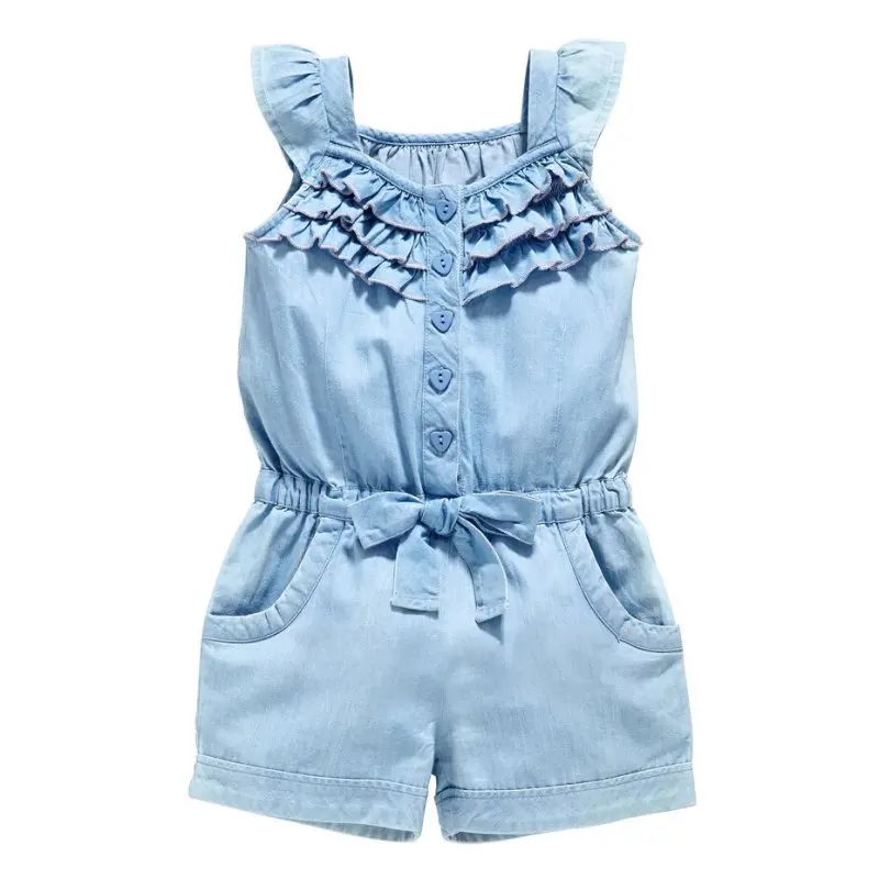 

Newborn Toddle Infant Baby Girls Front Bowknot Bodysuit Ruffle Sleeveless Jumpsuit Cotton Summer Outfits Clothes 0-5Y