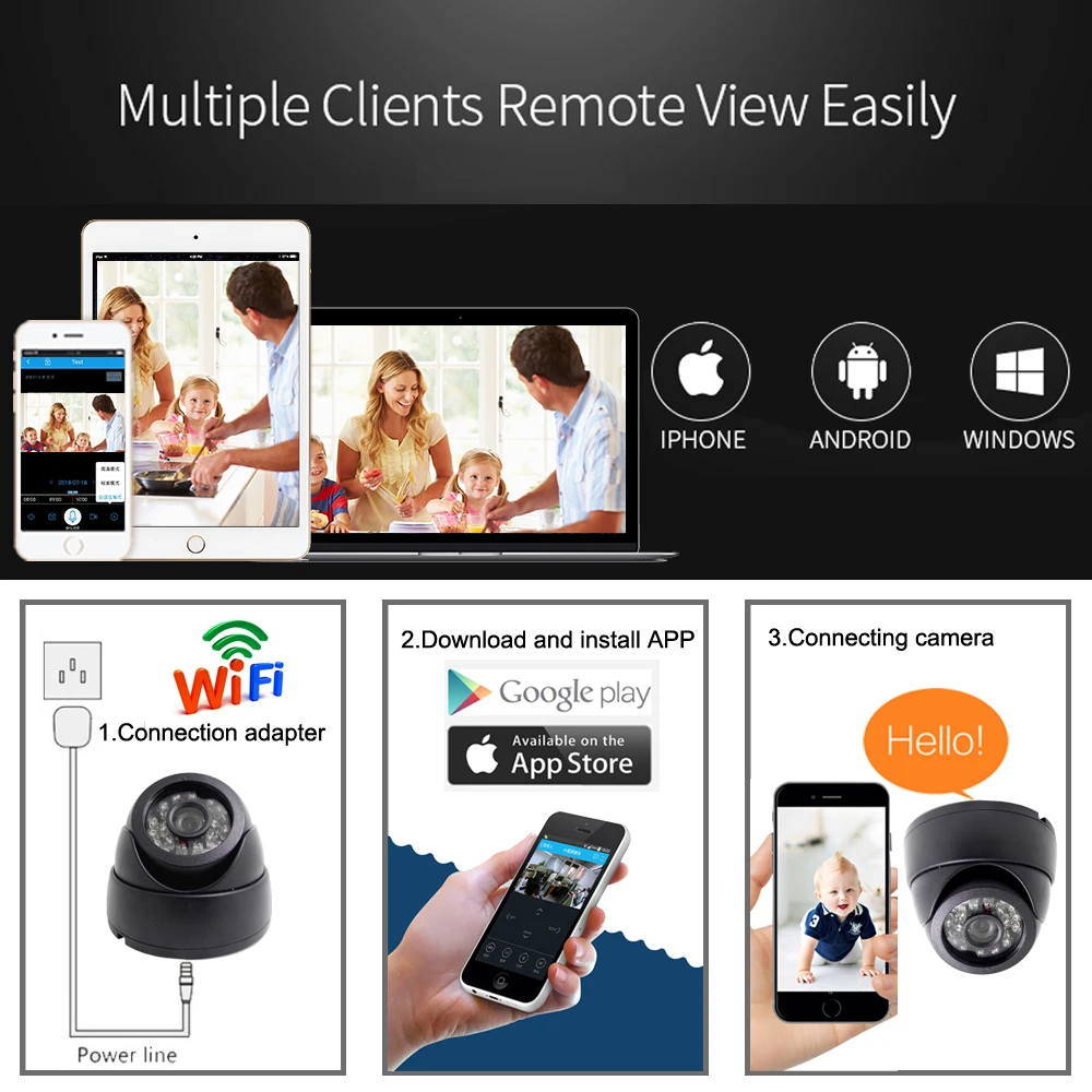 mini wifi ip camera home security audio wireless night vision cctv dome video surveillance monitor p2p onvif black sd card slot free global shipping