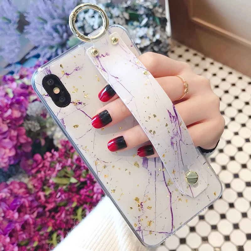 Ремешок на запястье чехол для iphone x xs max xr 6 6s 7 8 Plus кольцо палец браслет с
