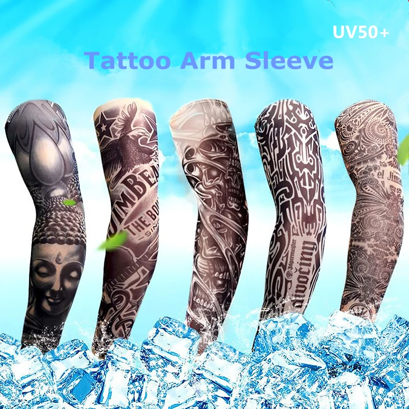 Открытый Велоспорт рукава 3D тату напечатанные руки теплые УФ Защита Велосипед