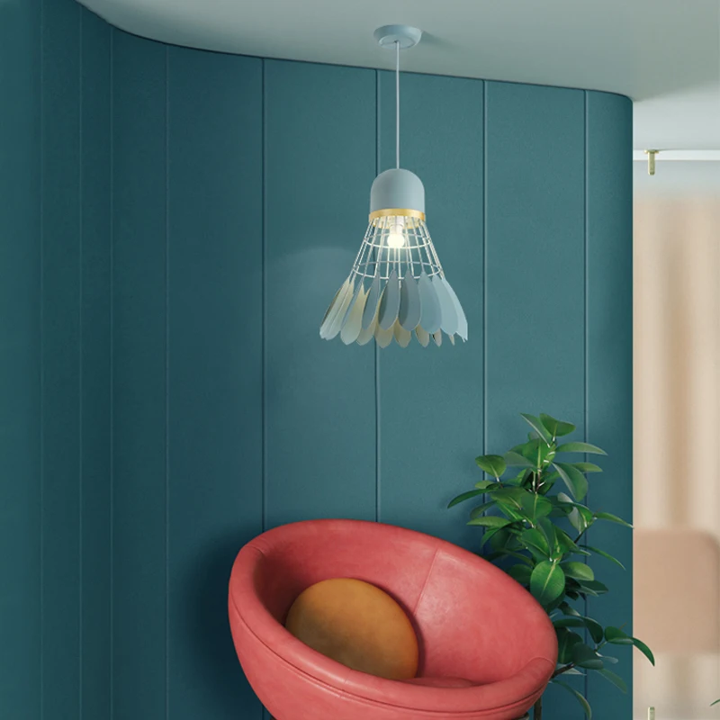 Goedkoop Restaurant Bar Badminton Moderne Hanglamp Eenvoudige Slaapkamer Nordic Verlichting Creatieve Kleur Ijzer Eetkamer Lichten Hanglamp