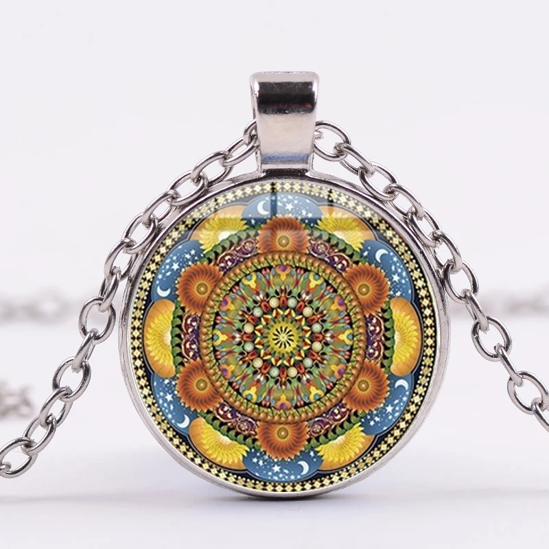 Азиатских цветок жизни серьги Henna Mandala ожерелье Ом Индии йоги буддизм чакра