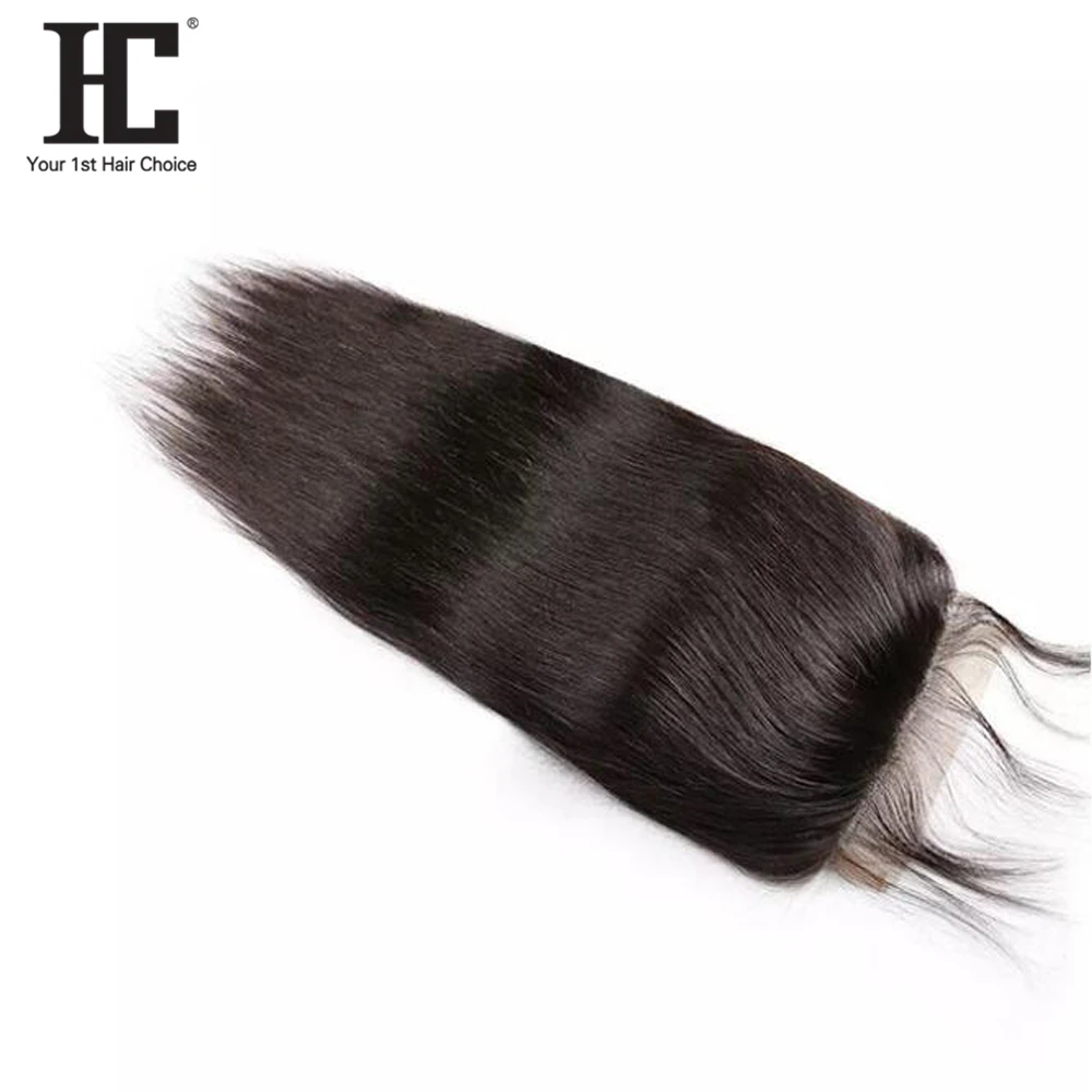 HC перуанский пучки прямых волос 3 Связки с синтетическое закрытие человеческие